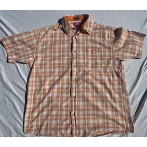 Ecko Unltd The Dwyer Mens XL Orange Plaid Short Sleeve Button Down Cotton Shirt